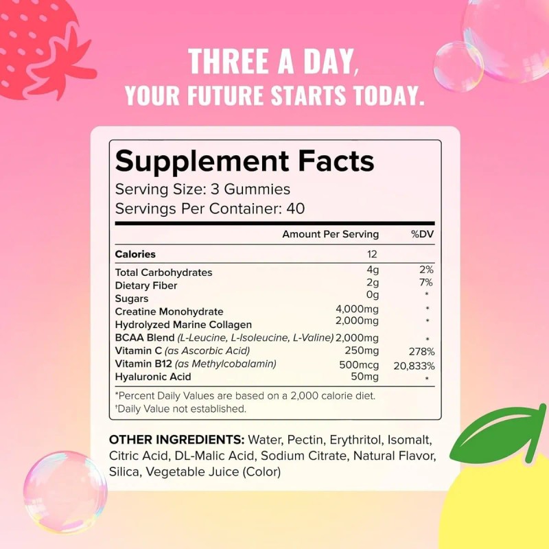 Creatina Monohidratada Gummies With Collagen Gomitas Fitness