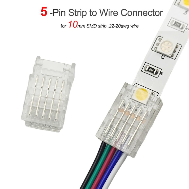 Biantie La 10mm 5-Pin LED Strip Connector – Solderless Quick