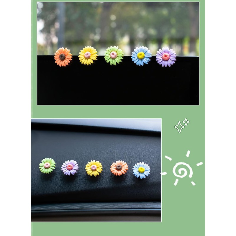 DWUENT 8pcs Daisy Resin Fridge Magnets - Strong Magnetic Flower