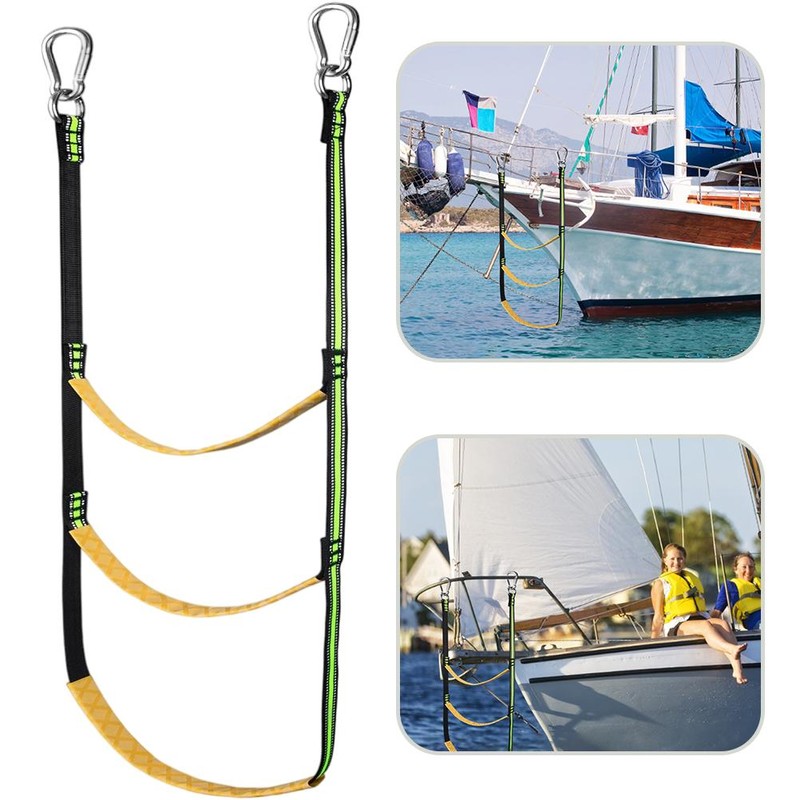 3 Step Boat Rope Ladder Nylon Webbing Boarding Ladder Portable
