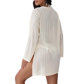 Topjini - Traje de baño para mujer, de ganchillo, para trajes de baño, ropa de playa, día festivo, vestidos de verano 2025, Albaricoque, XL