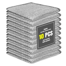 Woollenm Multipurpose Wire Dishwashing Rags 4-Pack, Multifunctional Non-Scratch Wire Dishcloths, Kitchen Cleaning Towels for Counters