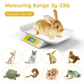 MINDPET-MED Puppy Scale for Whelping Dogs, Capacity up to 33lbs, Accuracy 1g/0.035oz, Unit g/kg/lb/oz/tl/ml, Yellow, Suitable for Kitten Puppy Rabbit Snake Cats and Small Dogs