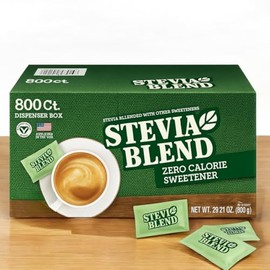 Stevia Sweetener Packets – Plant-Based Zero Calorie, 800 Count | Natural Sugar Substitute for Hot & Cold Drinks