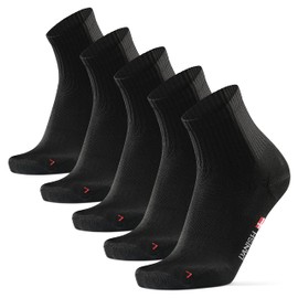 DANISH ENDURANCE 5 Pack Quarter Athletic Socks, Anti-blister for Men & Women, Solid Black, US Women 11-13 // US Men 9.5-12.5