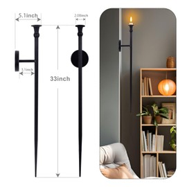 OOOMART.COM Candle Sconces Long Wall Candle Holder - Set of 2 Black Long Wall Candle Sconce Retro Chic Wall Sconces Candle Holder Decoration for Dining Room, Living Room, Office, Bathroom