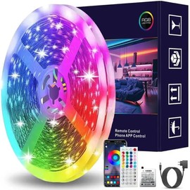 30 M (2 Rolls of 15M) Smart RGB LED Strip Decoration Lighting with Smartphone Control app, Compatible with Alexa and Google, 16 Million Colours Adjustable, IR Remote, Controller by BHAGYA