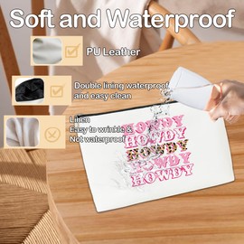 Pink Western Makeup Bag, Pink Western Leopard PU Leather Makeup Cosmetic Bag for Purse, Western Gifts for Women, Cowgirl Gifts, Western Cowgirl Stuff for Women, Country Girl Gifts Makeup Pouch