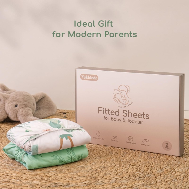 Yukkidds Cot Sheets 120x60 Fitted Cotbed Sheet 2 Pack Baby