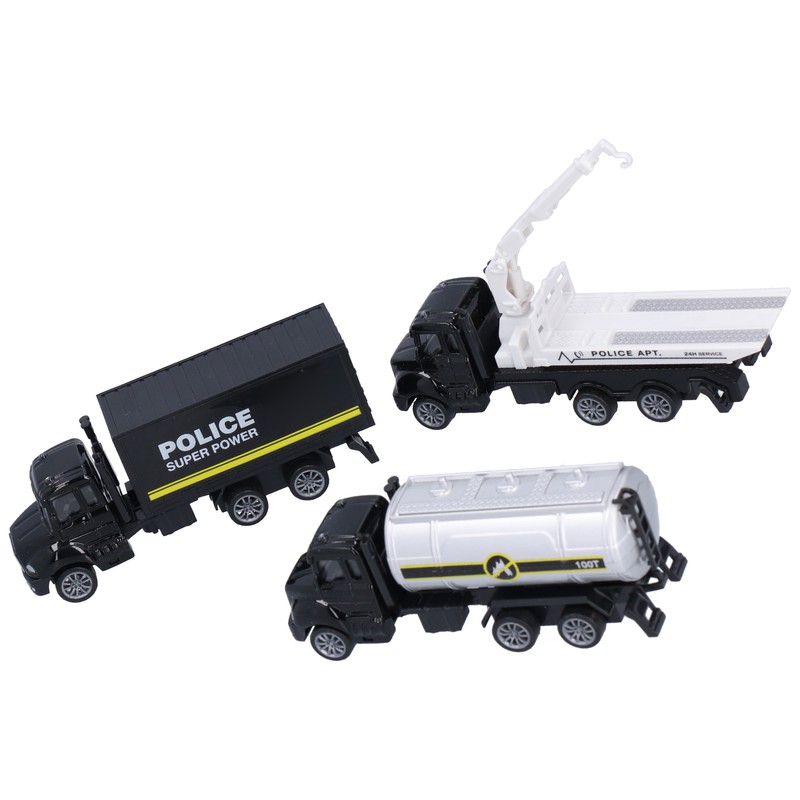 3pcs 1:50 Truck Model Toy Set Pull Back Recovery Tanker
