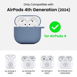 ORNARTO for AirPods 4 Case, Soft Silicone Full Protective Cover with LED Visible, Compatible with AirPods 4th Generation 2024 - Blue