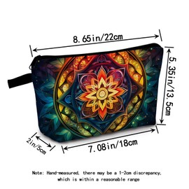 MoCaliduccious Mandala Printed Cosmetic Bag Vibrant Spiritual Design Makeup Organizer Yoga Retreat & Festival Travel Essential Unique Birthday/Meditation Gift Idea