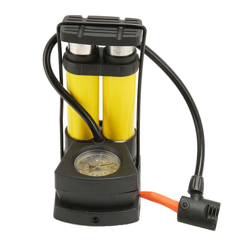 Double Barrel Foot Pump Fast Efficient Multifunction Portable Bike Floor