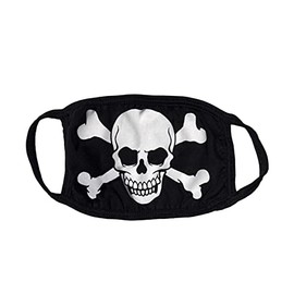 Skull Crossbone White Black Face Covering Mask Non Medical Cotton Washable Adult