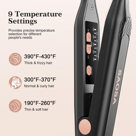 SAOSA 3/10 Inch Pencil Flat Iron for Short Hair - Mini Hair Straightener with Ceramic Plates, Adjustable Temperature, Dual Voltage Mini Flat Iron for Pixie Cut, Bangs & Edges, Auto Shut Off