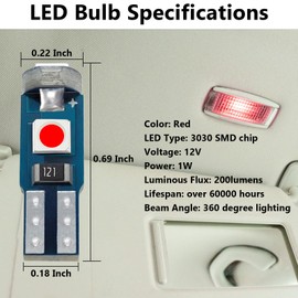 ecocstm - 12 bombillas LED T5, 2721 bombillas LED de 12 V, kit de luces de repuesto para automóvil, kit de luces de calibre para salpicadero en racimo, lámpara indicadora de cambio, base de cuña SMD