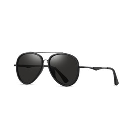 PUKCLAR Pilot Polarised Sunglasses for Men - Lightweight TR90 Frame & Metal Arms with TAC Lens + 4 Premium Accessories