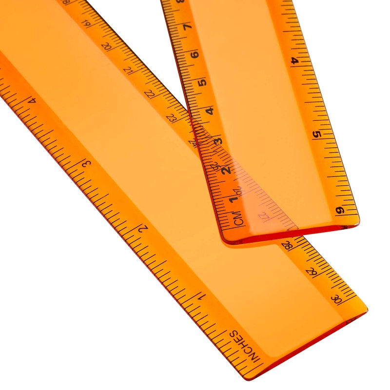 2 Pack Plastic Ruler Straight Ruler Plastic Measuring Tool for
