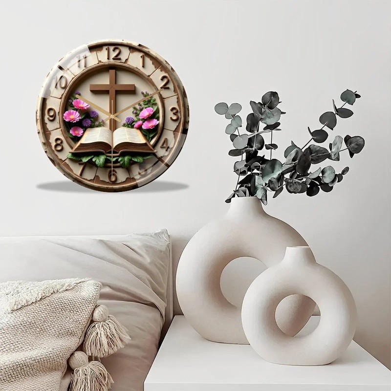 30x30cm Round Glass Wall Clock that Matches its Description and