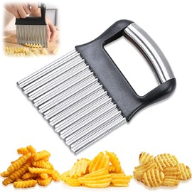 FANTEXY FANTEXY Crinkle Cutter for VeggiesStainless Steel French Fry Cutter for Potatoes cucumbers Carrot Crinkle Cut Knife Wavy Chopper Waffle Fry Cutter