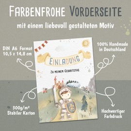 5er-Set Ritter Einladungskarten für Kindergeburtstag | Mittelalterliche A6 Partyeinladungen | Ritterhelm & Burgmotiv | Heldenhaftes Fest für Kinder (5 Einladungskarten))