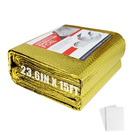 DGSL Reflective Bubble Insulation Roll, 23.6 in x 15 FT RV Window Insulation, Double Side Aluminum Foil Bubble Shield for Window, Garage Door, RV, Roof (Gold)