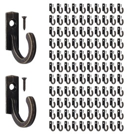 Zerdie 100 Piezas Ganchos para Llaves de Joyería, Ganchos para Colgar en la Pared con 100 Piezas Tornillos, Ganchos Pequeños para Colgar Llaves, Aleación de Zinc Ganchos para Abrigos, PB 100PCS