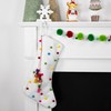 Northlight 20" White Christmas Stocking with Multicolor Pom-Poms and Tassels