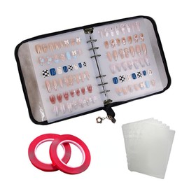 A5 Zipper Press On Nail Organizer - Empty Nail Storage Box for Fake Nails, Nail Display, Includes 6pcs Nail Tapes - Durable Nail Packaging for Fake Nail Storage & Organization
