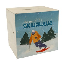 Wooden money box for ski holidays with cool skier money box winter holiday cash register adventure ski holiday winter sports winter holiday cash register adventure holiday travel snow
