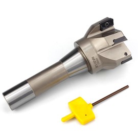 OSCARBIDE Indexable End Mill,R8 Shank,2-1/2" Cutting Dia, 6-1/4" Length, 90°, 6 Flutes, Nickel Plated, 6pcs APKT1604 Inserts