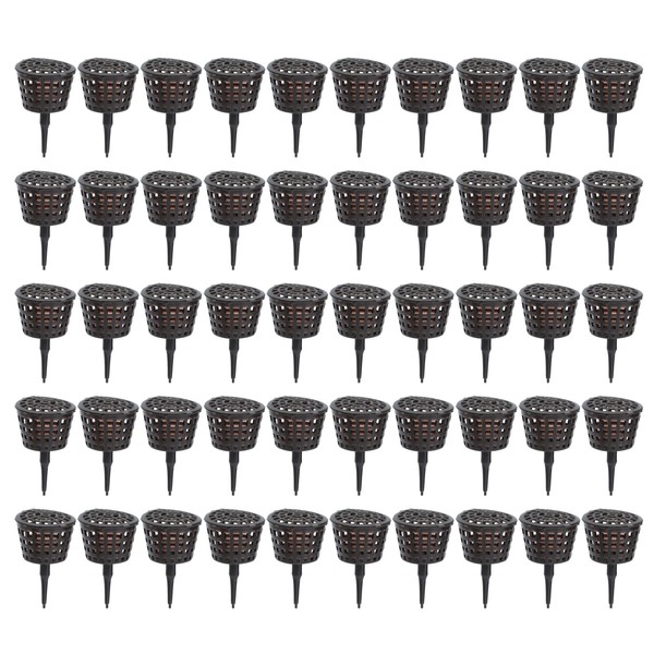 50 Pcs Brown Plastic Fertilizer Mesh Basket with Lid Planting