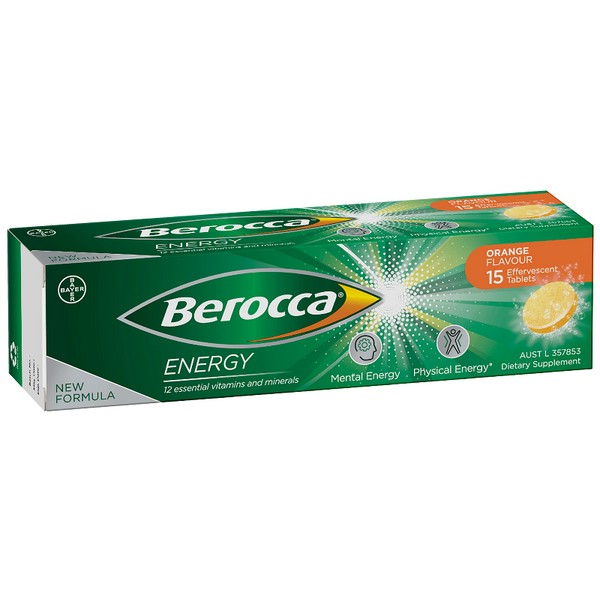 Natural Health>Health Products by Brand>Berocca Berocca Energy Effervescent Tablets 15 - ORANGE