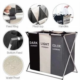 Laundry Sorter Basket 3 Section