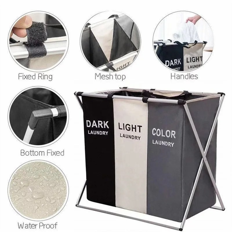Laundry Sorter Basket 3 Section