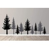 Full Pine Tree Branches Forest Winter Scene Silhouette Wall Decal