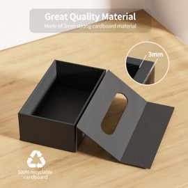 JiaWei Tissue Box Cover Rectangular, Black Facial Tissue Box Cover Car Tissue Box Napkin Dispenser for Bedroom, Office and Bathroom