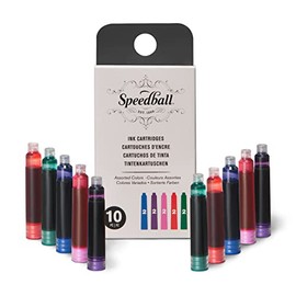 Speedball Fountain Pen Ink Cartridges for Calligraphy, Assorted Colors, Pack of 10 (2906)