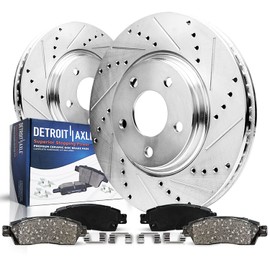 Detroit Axle - Front Brake Kit for Ford 2022-2023 Maverick 12.80" inch Drilled and Slotted Disc Brake Rotors Ceramic Brakes Pads with Hardware Replacement