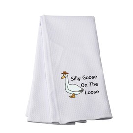 Generic Cowboy Goose Kitchen Towel Silly Goose On The Loose (Silly Goose towel) - Waffle 80/20 Polyester & Polyamide Blend - 40.5cm x 61cm - Silly Goose Towel - Gift