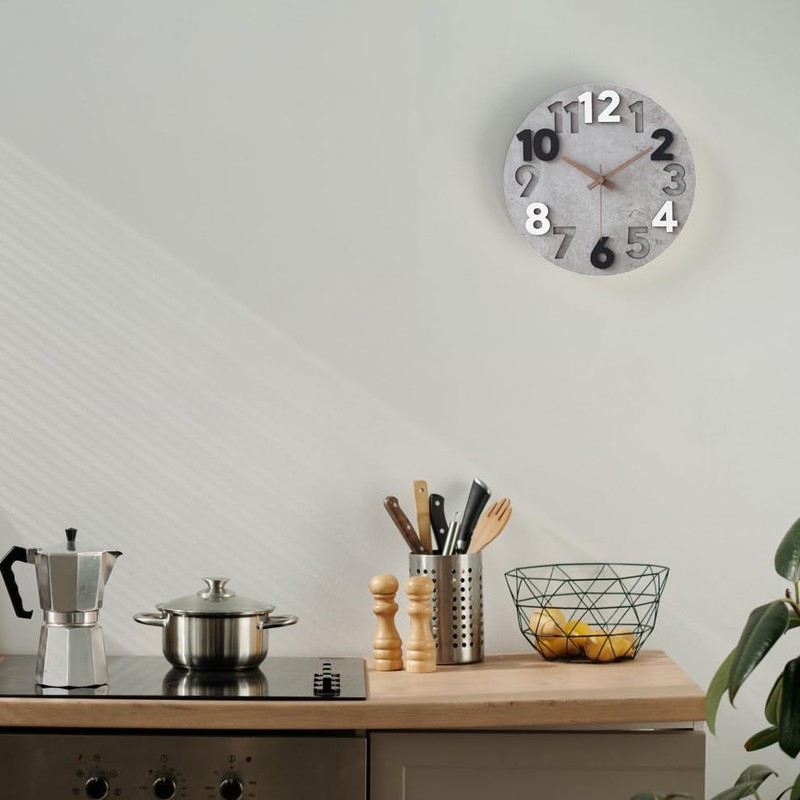 Stellarize Wanduhr Groß Ohne Tickgeräusche Modern Holz 3D Küchenuhr für