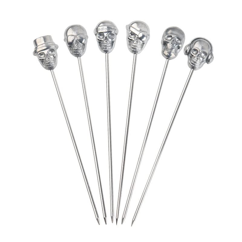 BSTMOME 6 Pack Skull Cocktail Picks Martini Picks Reusable Olive