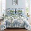 WONGS BEDDING Botanical Comforter Set King, 7 Pieces Blue Palm