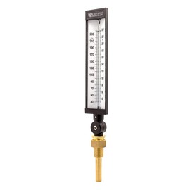 WGTC Thermometer AS5H942/T1E3D2 9" Scale, 3-1/2" Stem Length, 30/240°F Range, Blue Spirit Filled, ABS Case, Adjustable Angle Stem, & Standard Brass Thermowell with 2-1/2” U Dimension & 3/4” MNPT