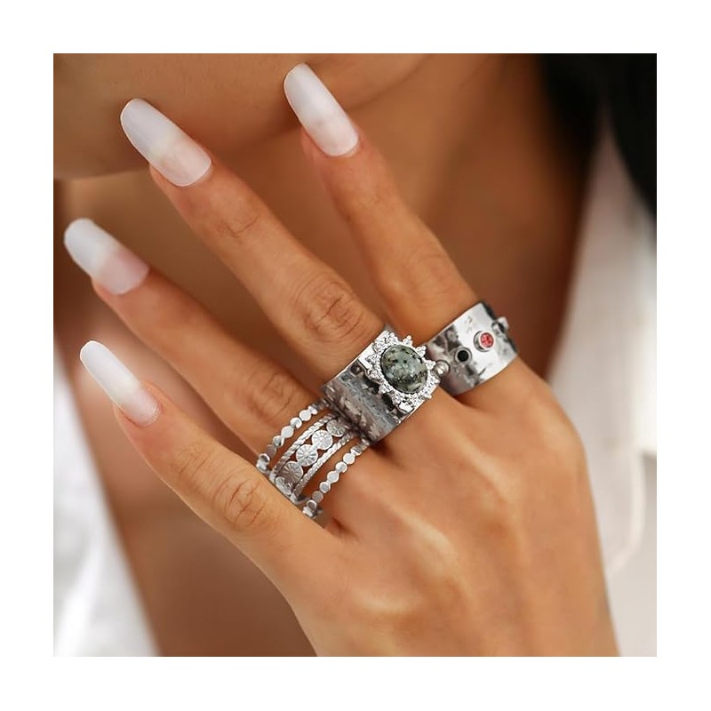 Dainty Wide Band Ring Set of 3 for Women Adjustable