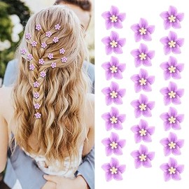 20 accesorios para el cabello: horquillas moradas con flores y trenzas para niñas, bodas de niñas de las flores y bebés (morado)