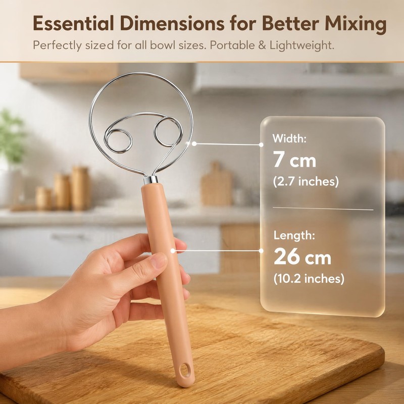 LCOLYDM 2 Pack Danish Dough Whisk,Dough Whisk, Stainless Steel Bread