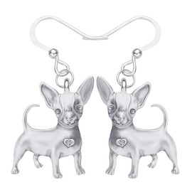 DOWAY Antique Rose Gold/Silver Plated Alloy Novelty Chihuahua Earrings Dangle Drop Pet Dog Jewelry for Women Friends Charm Party Gift, Metal, Sandstone
