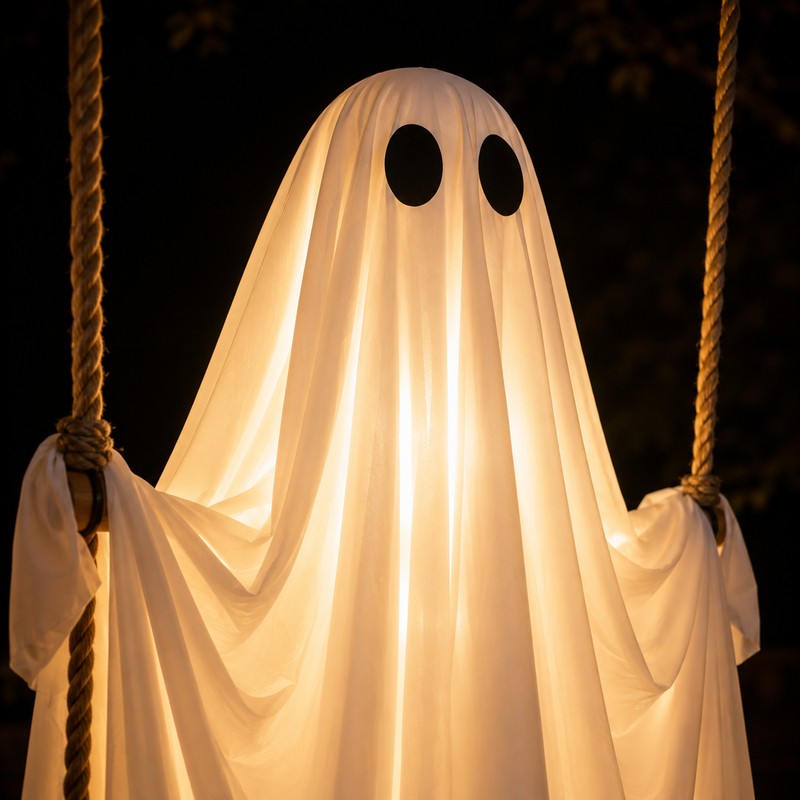 Large Hanging Swing Ghost for Halloween – Light-Up Flying Ghost