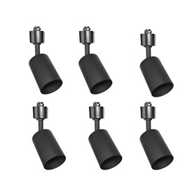 wei's-l.e.d GU10 Track Lighting Heads. H Type LED Track Light Heads Compatible with H Type Track Rails. Ceiling Spot Light Direction Adjustable, No Bulbs Included. (Black, 6 Pack)